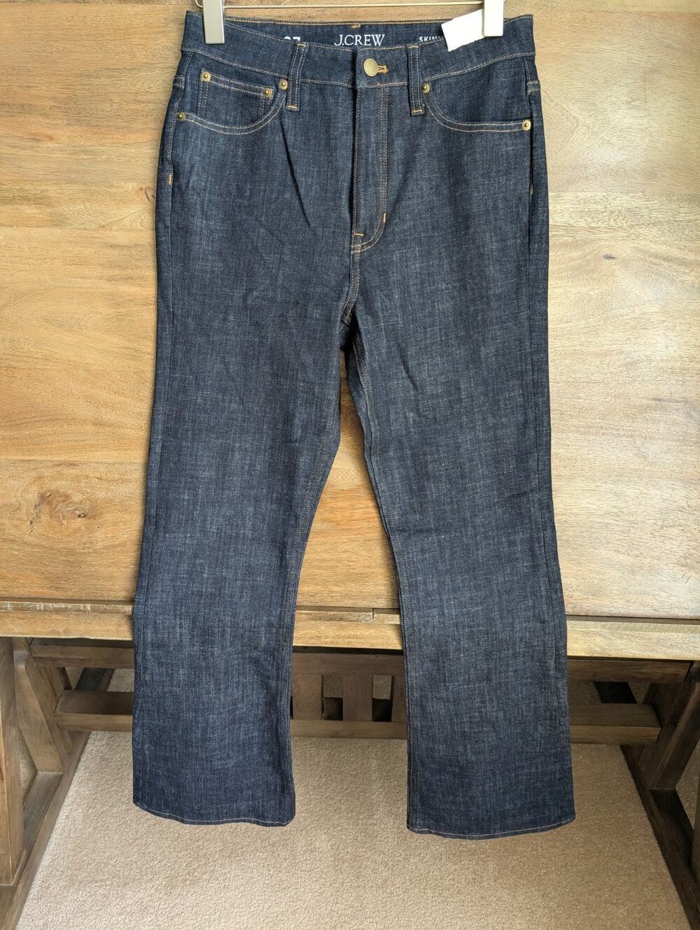 NWT J.Crew Jeans Womens 27 Blue Denim Resin Rinse High Rise Skinny Flare Leg